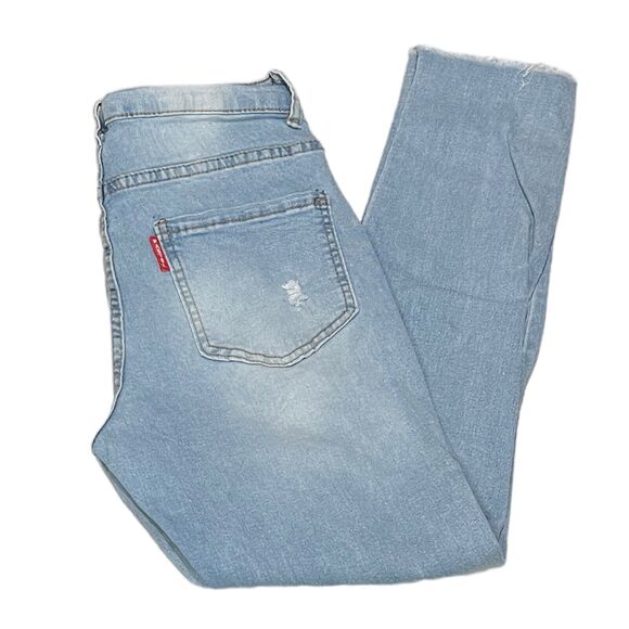 Pastel Jeans Straight Womens Size 11/12 Blue Distressed 5 Pocket Button Zip - Picture 4 of 7